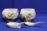 A Vintage Japanese Kutani Tea Bowl with Spoons