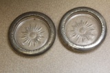Lot of 2 Silverplated and Glass Coasters