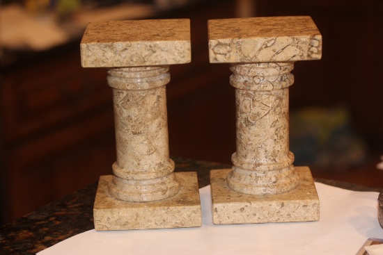 Pair of Marble Pedestal Form Stand