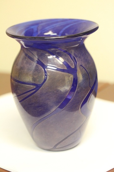 A Signed Iridescent Artglass Vase