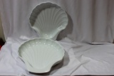 A Set of Two White Porcelain Shell Plates