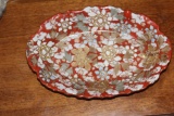 Antique Kutani Floral Oval Bowl