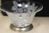 Sterling Rim Etched Bowl