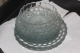 Lot of 9 Teal Clear Glass Articles