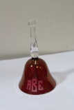An Etched Ruby Red Glass Bell