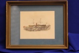 A Vintage Framed Litograph of a Clipper Ship