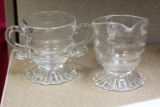 Glass cream and sugar container