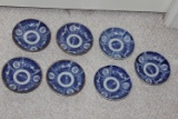 Lot of 7 Japanese Imari Blue and White Small Dish