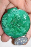 Sterling Nephrite and Geode Brooch Pendant
