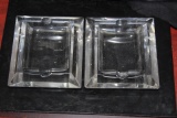 Lot of 2 Retro Style Clear Ashtrays