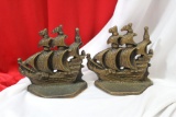 A Pair of Clipper Ship Metal Bookends