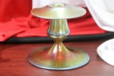 A Signed Steuben Aurene Candle Holder