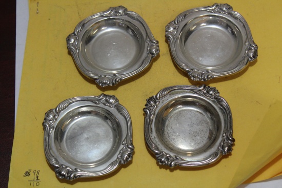 Set of 4 Sterling Ornate Small Dishes