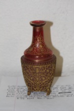 Art Deco Ormolu Red Glass Perfume Bottle