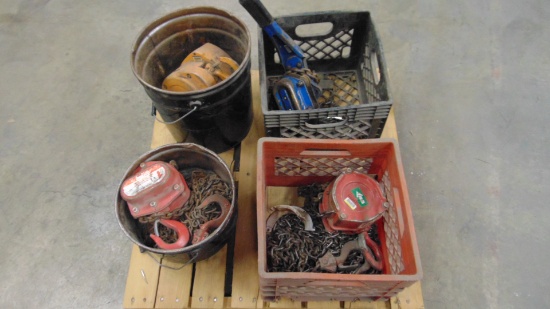 Misc Pallet of Chains and Hoists