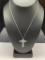 STERLING SILVER MARQUISE PURPLE STONE CROSS PENDANT NECKLACE