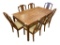 MID-CENTURY BERNHARDT DINING TABLE WITH ASIAN MEDALLION DESIGN FEATURING SIX CHAIRS