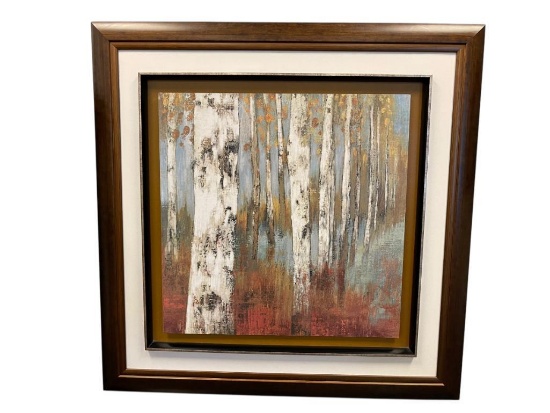 "ALONG THE PATH II" TEXTURED PRINT BY ALLISON PEARCE FEATURING BIRCH TREES