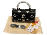 MARKED LOUIS VUITTON BLACK AND WHITE MADELINE MONOGRAM BB DESIGNER PURSE