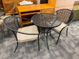 PIERCED METAL FOLIATE PATTERN PATIO TABLE AND CHAIRS SET