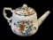 ANTIQUE ENGLISH MASON'S IRONSTONE HANDPAINTED FLORAL TEAPOT FEATURING RED AND BLUE TONES