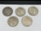 FIVE U.S. PEACE SILVER DOLLARS INCLUDING TWO 1922-D, 1922-S, AND TWO 1922