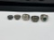 FOUR STERLING SILVER U.S. ARMY RINGS AND 1888 CALIFORNIA UNIVERSITY CLASS RING