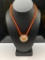 DESIGNER STERLING SILVER WHITE SAPPHIRE AND ORANGE TOPAZ SUNFLOWER PENDANT NECKLACE