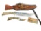 KEN RICHARDSON NAVAJO ANTLER HANDLED FIXED BLADE TWO KNIFE SET IN LEATHER SHEATH