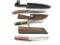 THREE D2 STEEL FIXED BLADE KNIVES ALL FEATURING FULL TANG BLADES AND WOOD HANDLES