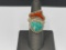 VINTAGE NATIVE AMERICAN SIGNED STERLING SILVER TURQUOISE AND CORAL RING