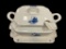US MADE CERAMIC SOUP TOUREEN WITH BLUE DELFT ARCHITECTURAL IMAGERY