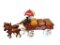 VINTAGE CAST IRON COCA-COLA HORSE DRAWN WAGON WITH COACHMAN, UMBRELLA AND SODA CRATES