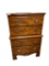 CHEST ON CHEST WITH FOUR DRAWERS FEATURES BRASS HARDWARE IN MEDIUM BROWN FINISH