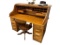 20TH CENTURY OAK ROLL TOP DESK INCLUDES SPINDLE OAK SPRING RECLINING OFFICE CHAIR