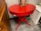 VINTAGE PAINTED MAHOGANY OBLONG SIDE TABLE WITH LYRE PEDESTAL AND FLARRED PAW FEET