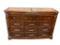 ELEGANT DARK STAINED HAVANA COVE DESIGNER 13 DRAWER DRESSER FEATURING MARBLE STONE INLAY TOP