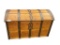 ANTIQUE OCTOBER, 1755 MARKED AND SIGNED RUSTIC WOOD AND METAL CHEST WITH STORAGE COMPARTMENT
