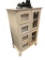 VINTAGE FARMHOUSE WHITE KITCHEN CUPBOARD CABINET WITH GLASS CABINET DOORS AND DRAWERS