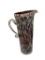 ALICJA POLISH BLOWN ART GLASS PITCHER WITH DEEP RED AND WHITE DESIGN