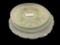 THREE ELEGANT FROSTED GLASS SERVING PATTERS WITH FOLIATE DESIGNS