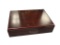 ELEGANT CHERRY TONE CEDAR LINED CIGAR HUMIDOR CASE WITH ZIPPO LIGHTERS, CIGAR CUTTERS, AND CASE