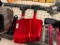 TWO COLLAPSIBLE SMALL VIBRANT RED FINISH SHOVELS