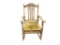 ANTIQUE TOLE PAINTED WOOD ROCKING CHAIR WITH VELVET UPHOLSTERED PADDED SEAT