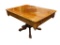 ANTIQUE TIGER OAK WOOD PARLOR CARD TABLE WITH CLAW FOOT BASE ON CASTORS