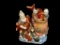 VINTAGE CHINESE PORCELAIN SCULPTURE OF TONG ZI LUCKY CHILDREN WITH KOI FISH AND BEARDED ELDER