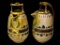 EXQUISITE PAIR OF ART NOUVEAU ANTIQUE SIGNED SARRAGUEMINES MAJOLICA FRENCH POTTERY KOI FISH EWERS