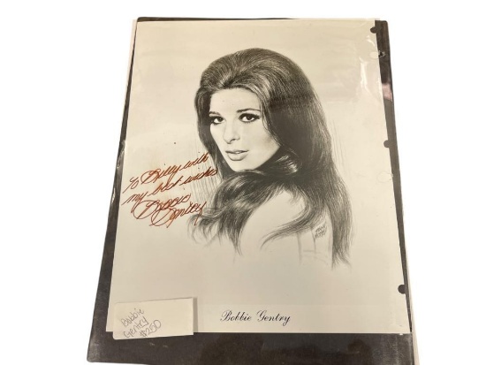 AUTOGRAPHED HOLLYWOOD BOBBIE GENTRY BLACK AND WHITE PHOTOGRAPH FROM COLLECTION OF WILLIAM BROWER