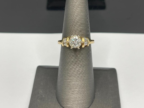 14K YELLOW GOLD 1.00CT CENTER DIAMOND ENGAGEMENT RING
