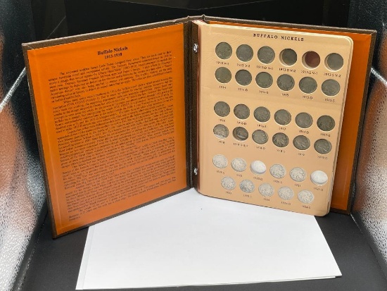 U.S. BUFFALO NICKEL COIN BOOK ONLY MISSING EIGHT COINS AND INCLUDES 48 COINS